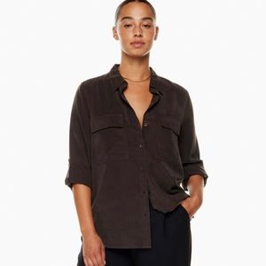 Babaton utility shirt in Gd Rich Mocha Brown. XS button up.
